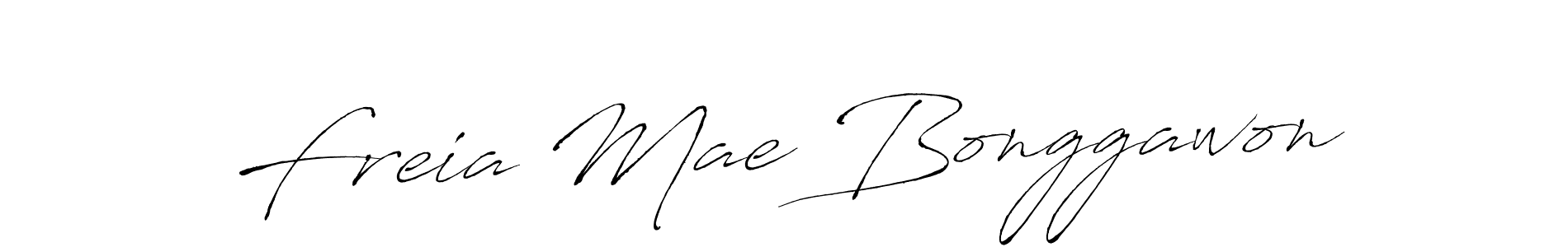 How to make Freia Mae Bonggawon name signature. Use Antro_Vectra style for creating short signs online. This is the latest handwritten sign. Freia Mae Bonggawon signature style 6 images and pictures png