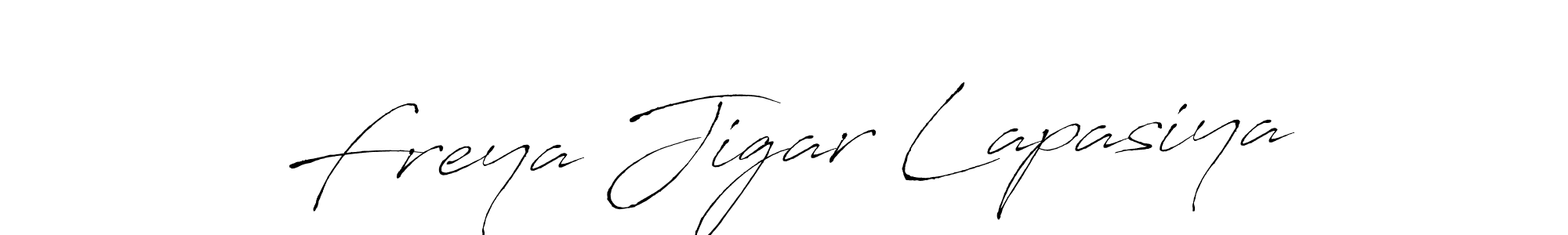 Create a beautiful signature design for name Freya Jigar Lapasiya. With this signature (Antro_Vectra) fonts, you can make a handwritten signature for free. Freya Jigar Lapasiya signature style 6 images and pictures png