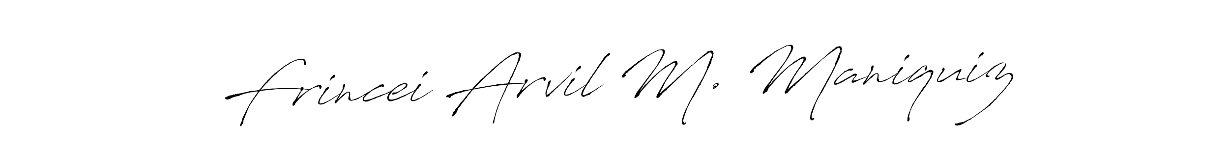 Here are the top 10 professional signature styles for the name Frincei Arvil M. Maniquiz. These are the best autograph styles you can use for your name. Frincei Arvil M. Maniquiz signature style 6 images and pictures png