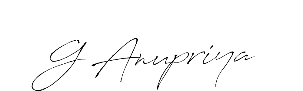 How to make G Anupriya name signature. Use Antro_Vectra style for creating short signs online. This is the latest handwritten sign. G Anupriya signature style 6 images and pictures png