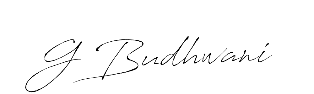 Make a beautiful signature design for name G Budhwani. With this signature (Antro_Vectra) style, you can create a handwritten signature for free. G Budhwani signature style 6 images and pictures png