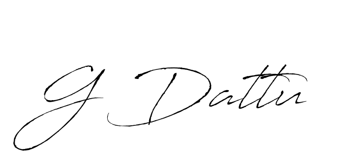 Design your own signature with our free online signature maker. With this signature software, you can create a handwritten (Antro_Vectra) signature for name G Dattu. G Dattu signature style 6 images and pictures png