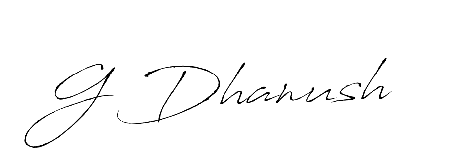 Design your own signature with our free online signature maker. With this signature software, you can create a handwritten (Antro_Vectra) signature for name G Dhanush. G Dhanush signature style 6 images and pictures png