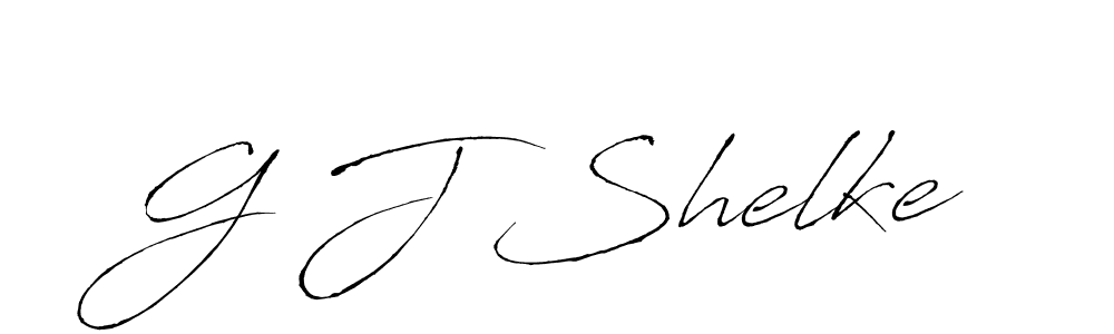 if you are searching for the best signature style for your name G J Shelke. so please give up your signature search. here we have designed multiple signature styles  using Antro_Vectra. G J Shelke signature style 6 images and pictures png