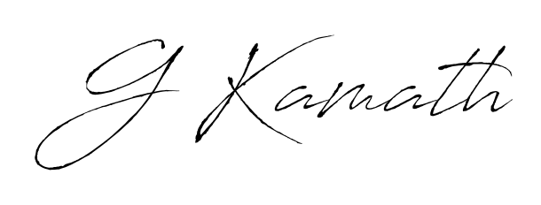 Create a personalized artistic stamp with G Kamath in Antro_Vectra font. Perfect for visual artists, designers, and influencers. G Kamath signature style 6 images and pictures png