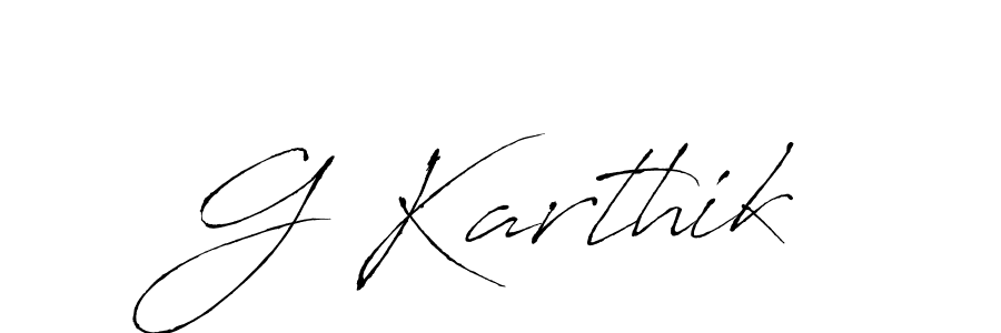 Design your own signature with our free online signature maker. With this signature software, you can create a handwritten (Antro_Vectra) signature for name G Karthik. G Karthik signature style 6 images and pictures png