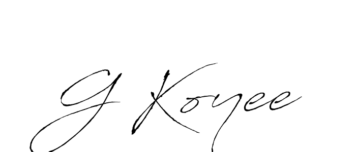 How to make G Koyee name signature. Use Antro_Vectra style for creating short signs online. This is the latest handwritten sign. G Koyee signature style 6 images and pictures png
