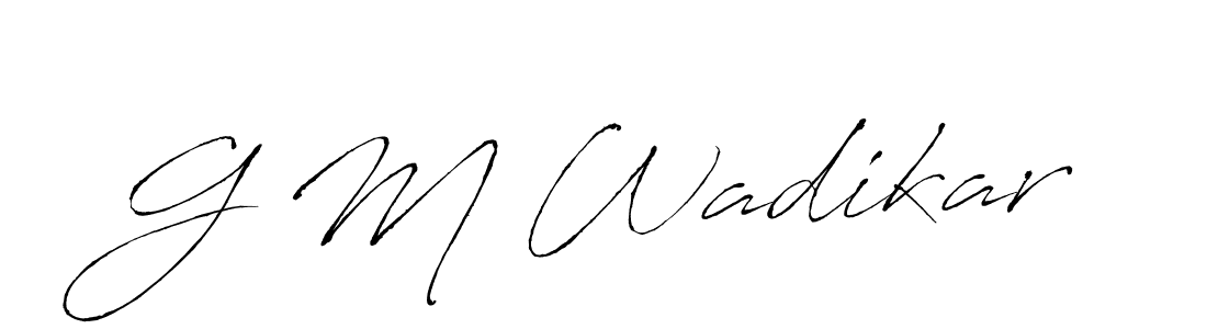 if you are searching for the best signature style for your name G M Wadikar. so please give up your signature search. here we have designed multiple signature styles  using Antro_Vectra. G M Wadikar signature style 6 images and pictures png