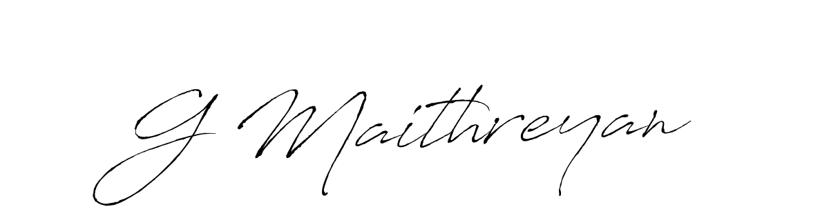 The best way (Antro_Vectra) to make a short signature is to pick only two or three words in your name. The name G Maithreyan include a total of six letters. For converting this name. G Maithreyan signature style 6 images and pictures png