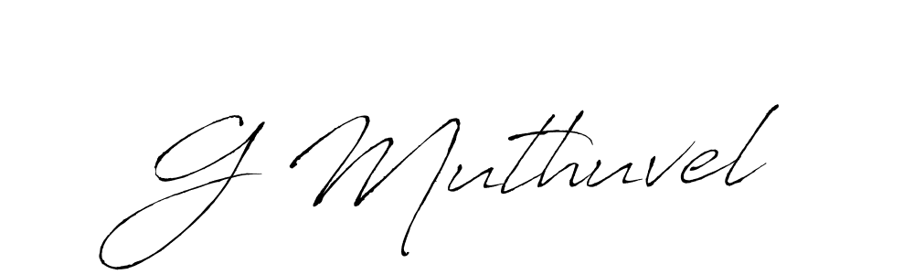 The best way (Antro_Vectra) to make a short signature is to pick only two or three words in your name. The name G Muthuvel include a total of six letters. For converting this name. G Muthuvel signature style 6 images and pictures png