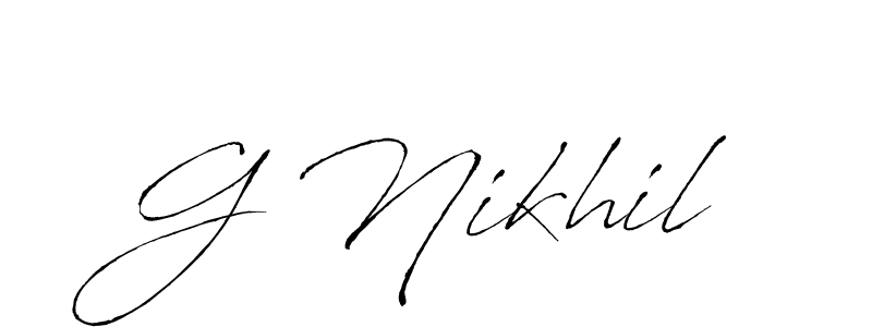 Antro_Vectra is a professional signature style that is perfect for those who want to add a touch of class to their signature. It is also a great choice for those who want to make their signature more unique. Get G Nikhil name to fancy signature for free. G Nikhil signature style 6 images and pictures png