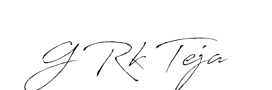 The best way (Antro_Vectra) to make a short signature is to pick only two or three words in your name. The name G Rk Teja include a total of six letters. For converting this name. G Rk Teja signature style 6 images and pictures png