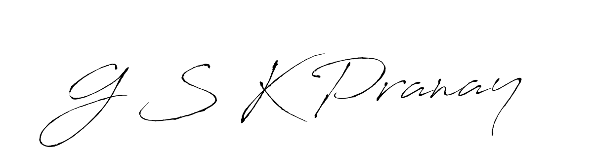 How to make G S K Pranay name signature. Use Antro_Vectra style for creating short signs online. This is the latest handwritten sign. G S K Pranay signature style 6 images and pictures png