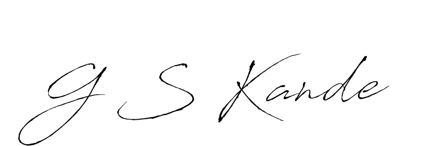 The best way (Antro_Vectra) to make a short signature is to pick only two or three words in your name. The name G S Kande include a total of six letters. For converting this name. G S Kande signature style 6 images and pictures png