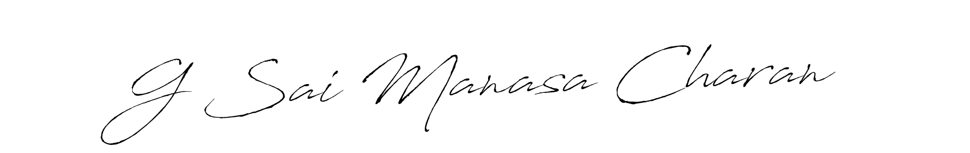 Create a beautiful signature design for name G Sai Manasa Charan. With this signature (Antro_Vectra) fonts, you can make a handwritten signature for free. G Sai Manasa Charan signature style 6 images and pictures png
