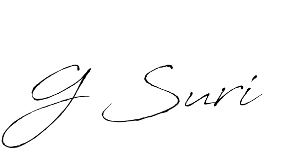 The best way (Antro_Vectra) to make a short signature is to pick only two or three words in your name. The name G Suri include a total of six letters. For converting this name. G Suri signature style 6 images and pictures png