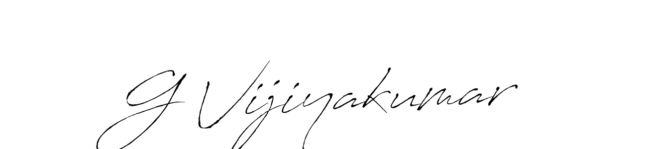 The best way (Antro_Vectra) to make a short signature is to pick only two or three words in your name. The name G Vijiyakumar include a total of six letters. For converting this name. G Vijiyakumar signature style 6 images and pictures png