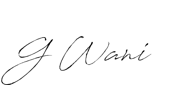 The best way (Antro_Vectra) to make a short signature is to pick only two or three words in your name. The name G Wani include a total of six letters. For converting this name. G Wani signature style 6 images and pictures png