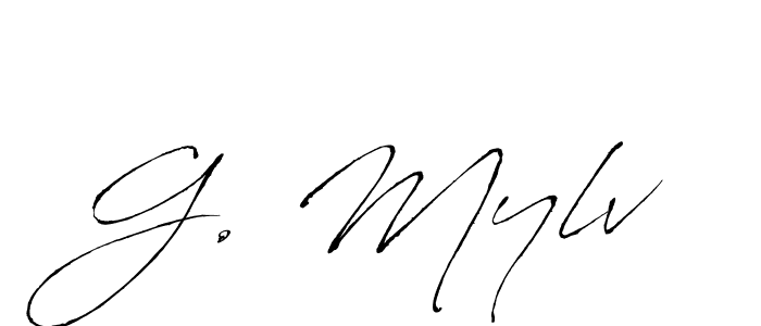 The best way (Antro_Vectra) to make a short signature is to pick only two or three words in your name. The name G. Mylv include a total of six letters. For converting this name. G. Mylv signature style 6 images and pictures png