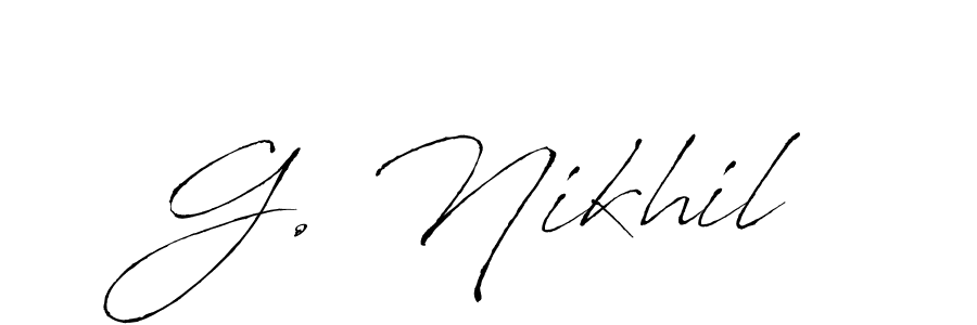 The best way (Antro_Vectra) to make a short signature is to pick only two or three words in your name. The name G. Nikhil include a total of six letters. For converting this name. G. Nikhil signature style 6 images and pictures png