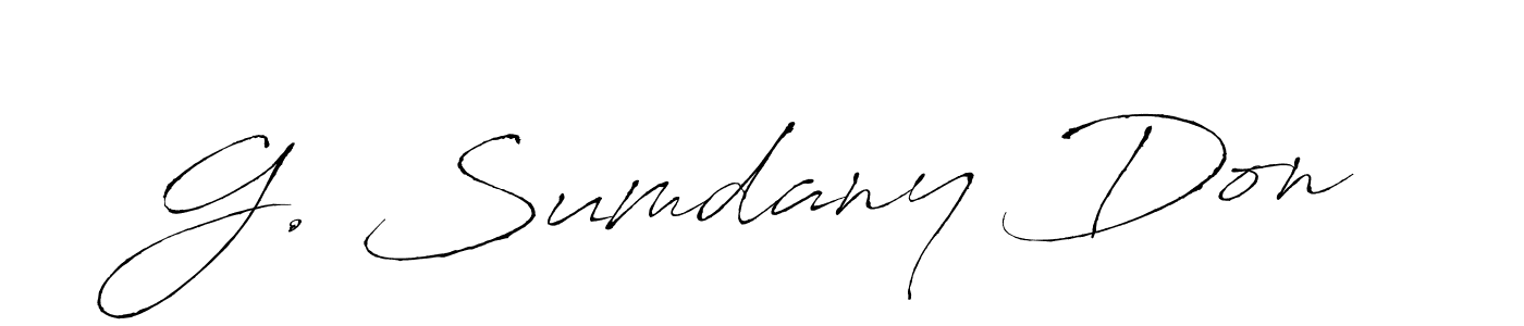 The best way (Antro_Vectra) to make a short signature is to pick only two or three words in your name. The name G. Sumdany Don include a total of six letters. For converting this name. G. Sumdany Don signature style 6 images and pictures png