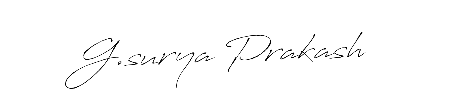 How to make G.surya Prakash name signature. Use Antro_Vectra style for creating short signs online. This is the latest handwritten sign. G.surya Prakash signature style 6 images and pictures png