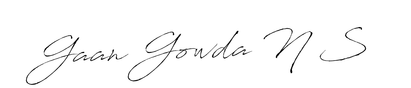 The best way (Antro_Vectra) to make a short signature is to pick only two or three words in your name. The name Gaan Gowda N S include a total of six letters. For converting this name. Gaan Gowda N S signature style 6 images and pictures png