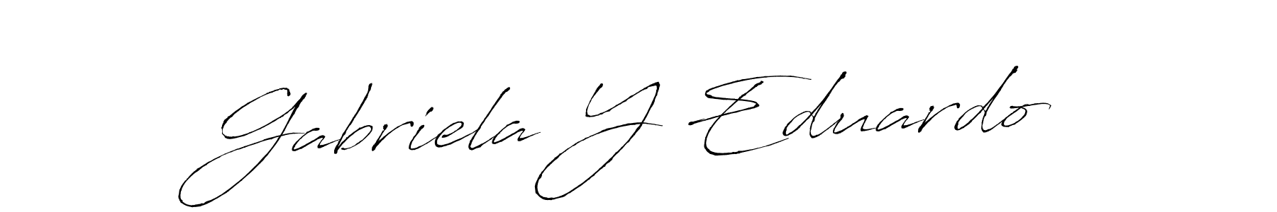 if you are searching for the best signature style for your name Gabriela Y Eduardo. so please give up your signature search. here we have designed multiple signature styles  using Antro_Vectra. Gabriela Y Eduardo signature style 6 images and pictures png