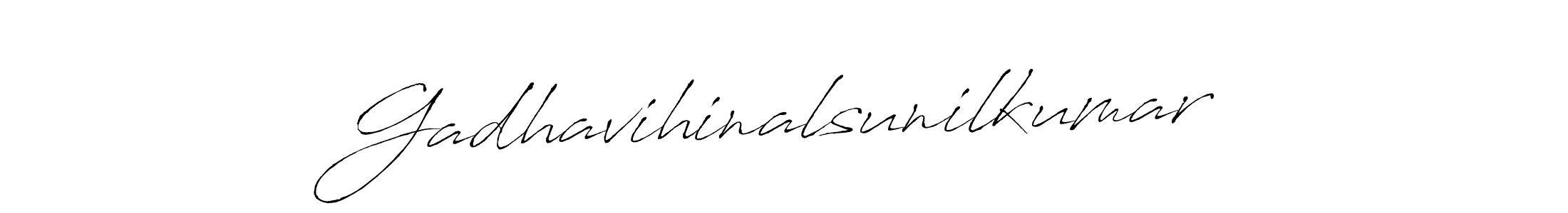 How to make Gadhavihinalsunilkumar name signature. Use Antro_Vectra style for creating short signs online. This is the latest handwritten sign. Gadhavihinalsunilkumar signature style 6 images and pictures png