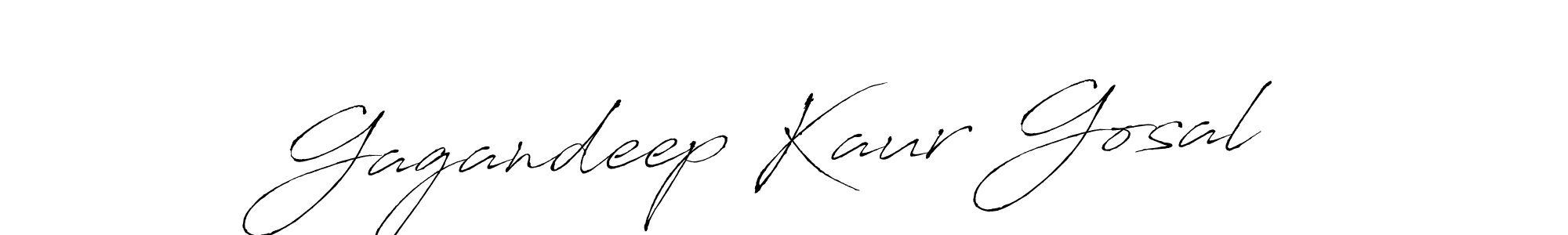 How to make Gagandeep Kaur Gosal name signature. Use Antro_Vectra style for creating short signs online. This is the latest handwritten sign. Gagandeep Kaur Gosal signature style 6 images and pictures png