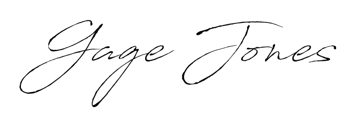 A timeless handwritten aesthetic for Gage Jones. The Antro_Vectra font gives your signature a handcrafted feel with natural curves. Gage Jones signature style 6 images and pictures png