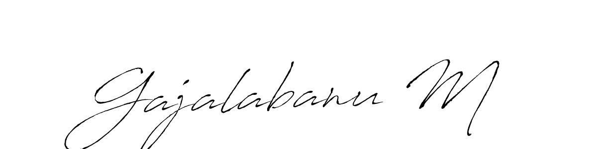 The best way (Antro_Vectra) to make a short signature is to pick only two or three words in your name. The name Gajalabanu M include a total of six letters. For converting this name. Gajalabanu M signature style 6 images and pictures png