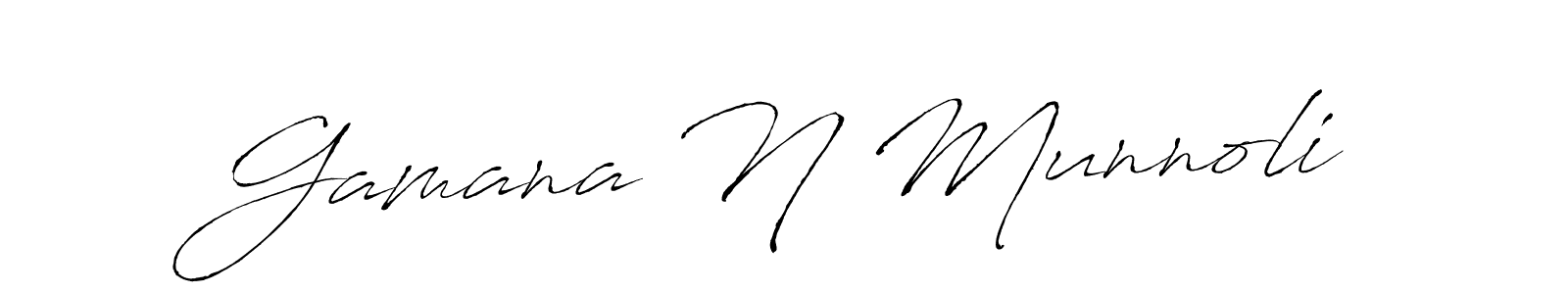 How to make Gamana N Munnoli signature? Antro_Vectra is a professional autograph style. Create handwritten signature for Gamana N Munnoli name. Gamana N Munnoli signature style 6 images and pictures png