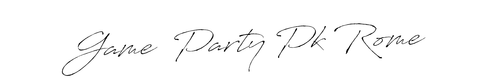 How to make Game  Party Pk Rome signature? Antro_Vectra is a professional autograph style. Create handwritten signature for Game  Party Pk Rome name. Game  Party Pk Rome signature style 6 images and pictures png