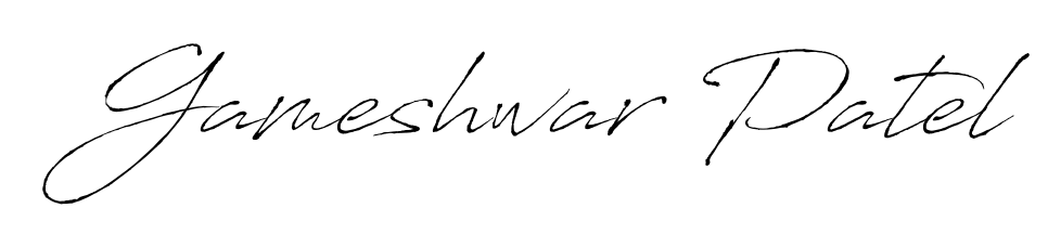 Quickly download Gameshwar Patel name signature in high-resolution PNG using Antro_Vectra style. Ready to insert into PDFs and online applications. Gameshwar Patel signature style 6 images and pictures png