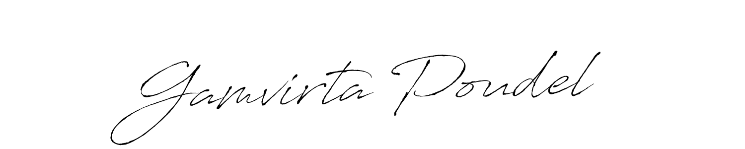 You should practise on your own different ways (Antro_Vectra) to write your name (Gamvirta Poudel) in signature. don't let someone else do it for you. Gamvirta Poudel signature style 6 images and pictures png