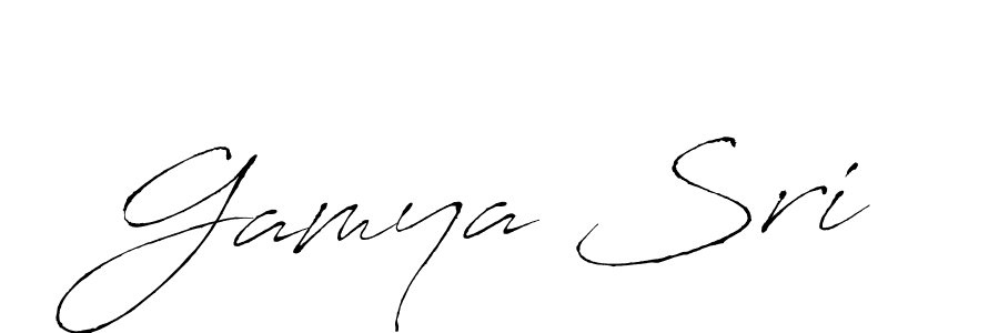 The best way (Antro_Vectra) to make a short signature is to pick only two or three words in your name. The name Gamya Sri include a total of six letters. For converting this name. Gamya Sri signature style 6 images and pictures png