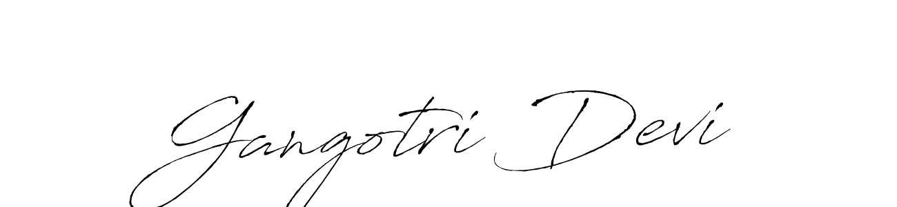 Create a beautiful signature design for name Gangotri Devi. With this signature (Antro_Vectra) fonts, you can make a handwritten signature for free. Gangotri Devi signature style 6 images and pictures png
