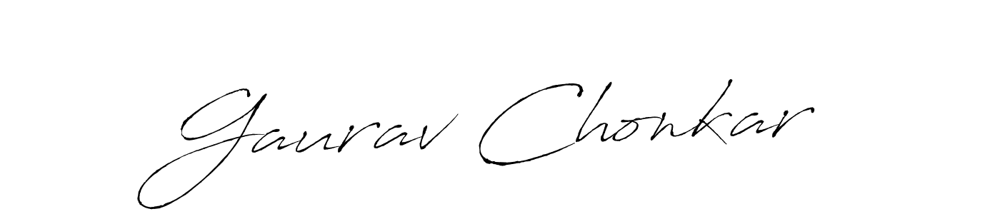 Antro_Vectra is a professional signature style that is perfect for those who want to add a touch of class to their signature. It is also a great choice for those who want to make their signature more unique. Get Gaurav Chonkar name to fancy signature for free. Gaurav Chonkar signature style 6 images and pictures png