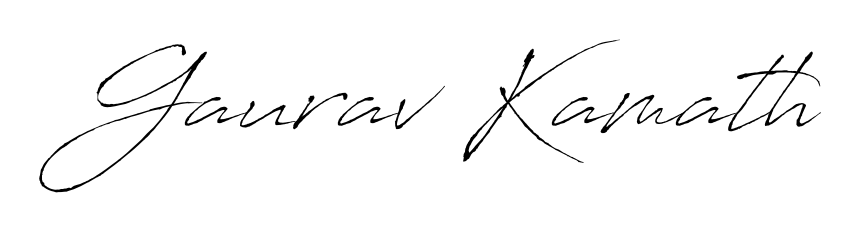 Discover how Gaurav Kamath looks in an executive cursive font (Antro_Vectra). Perfect for legal documents, invoices, and certificates. Gaurav Kamath signature style 6 images and pictures png