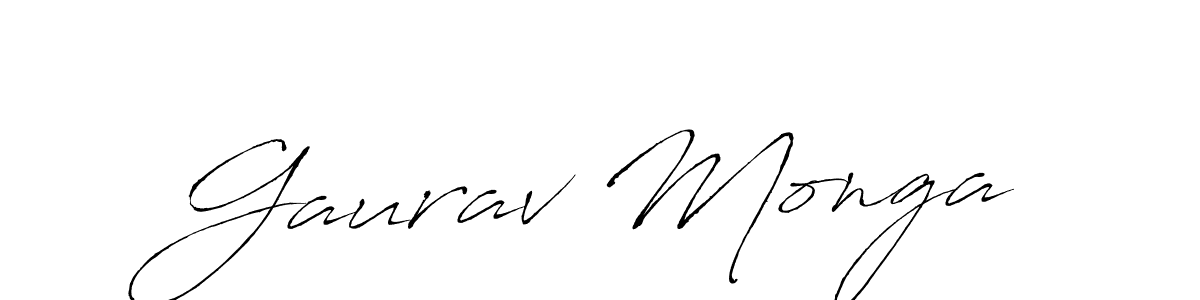 How to make Gaurav Monga name signature. Use Antro_Vectra style for creating short signs online. This is the latest handwritten sign. Gaurav Monga signature style 6 images and pictures png