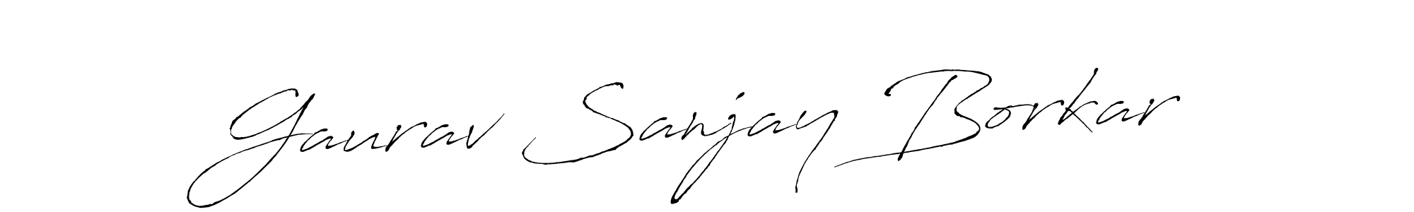 How to make Gaurav Sanjay Borkar name signature. Use Antro_Vectra style for creating short signs online. This is the latest handwritten sign. Gaurav Sanjay Borkar signature style 6 images and pictures png