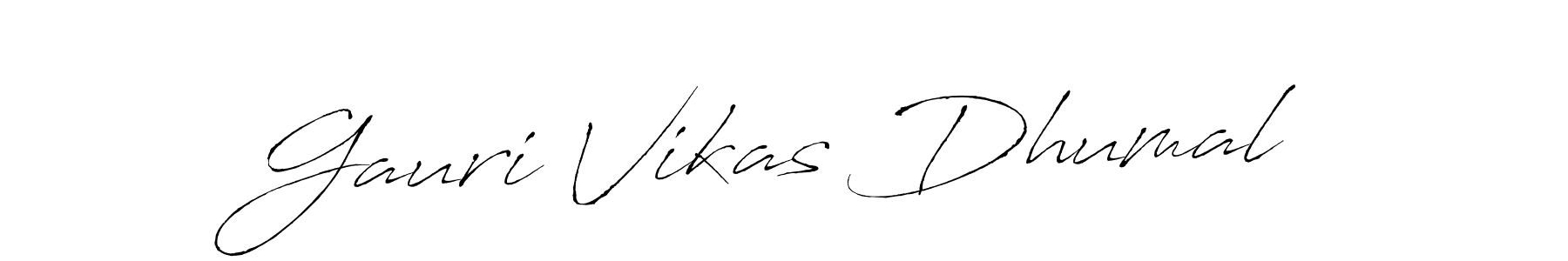 The best way (Antro_Vectra) to make a short signature is to pick only two or three words in your name. The name Gauri Vikas Dhumal include a total of six letters. For converting this name. Gauri Vikas Dhumal signature style 6 images and pictures png