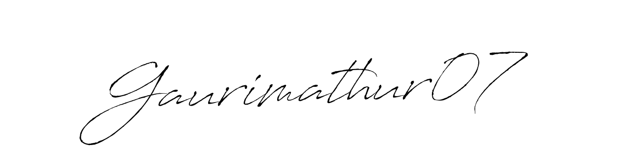 Create a beautiful signature design for name Gaurimathur07. With this signature (Antro_Vectra) fonts, you can make a handwritten signature for free. Gaurimathur07 signature style 6 images and pictures png