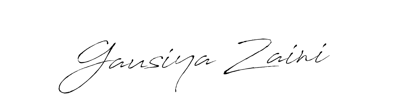 Make a beautiful signature design for name Gausiya Zaini. With this signature (Antro_Vectra) style, you can create a handwritten signature for free. Gausiya Zaini signature style 6 images and pictures png