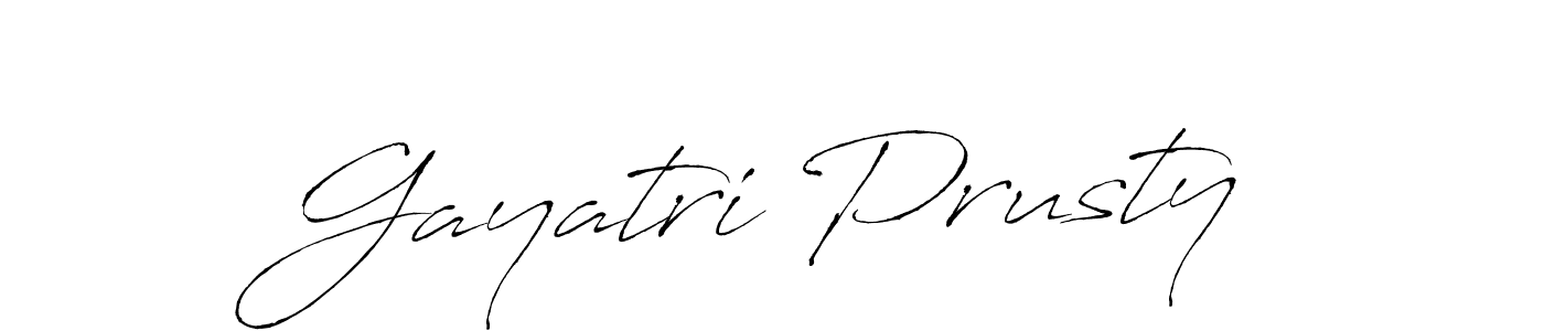The best way (Antro_Vectra) to make a short signature is to pick only two or three words in your name. The name Gayatri Prusty include a total of six letters. For converting this name. Gayatri Prusty signature style 6 images and pictures png