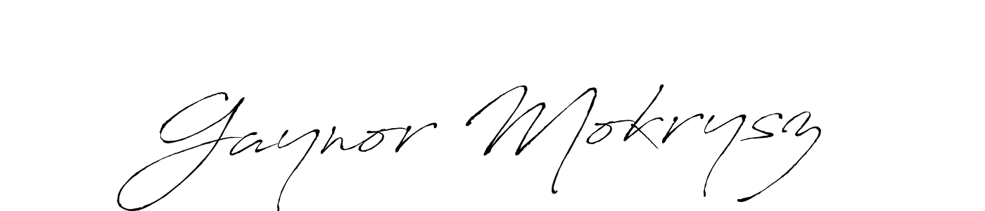 Make a short Gaynor Mokrysz signature style. Manage your documents anywhere anytime using Antro_Vectra. Create and add eSignatures, submit forms, share and send files easily. Gaynor Mokrysz signature style 6 images and pictures png