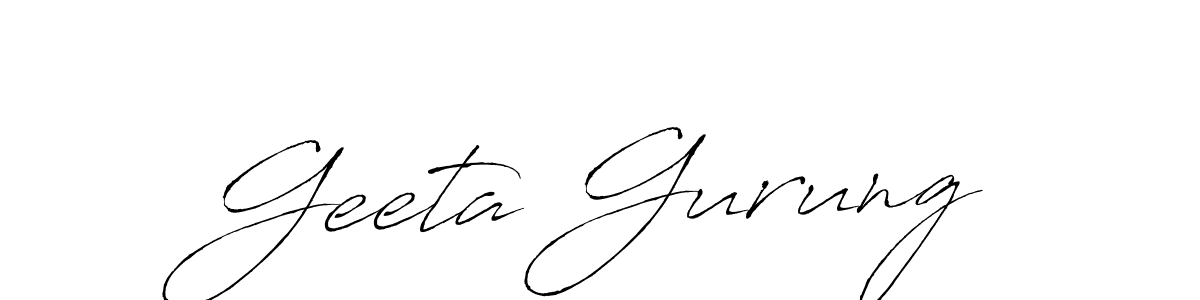 The best way (Antro_Vectra) to make a short signature is to pick only two or three words in your name. The name Geeta Gurung include a total of six letters. For converting this name. Geeta Gurung signature style 6 images and pictures png