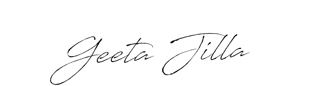 How to make Geeta Jilla name signature. Use Antro_Vectra style for creating short signs online. This is the latest handwritten sign. Geeta Jilla signature style 6 images and pictures png