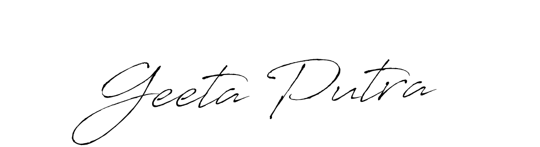 How to make Geeta Putra name signature. Use Antro_Vectra style for creating short signs online. This is the latest handwritten sign. Geeta Putra signature style 6 images and pictures png